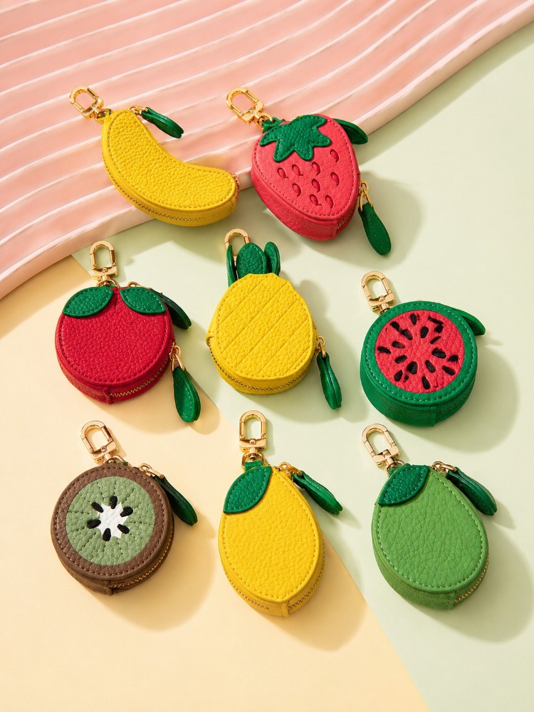 Backpack Insert Organizer - Porte-clés en cuir motif fruit mignon,