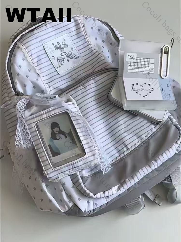 Mode rayé Dot décor sac à dos  - Canvas Backpack Casual avis et prix